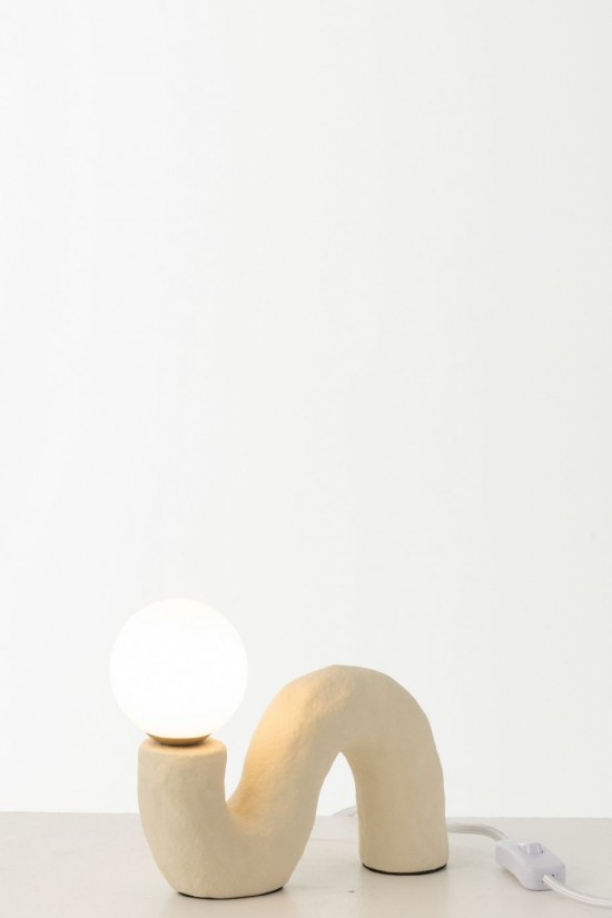 Jolipa Lampe Pied Attache Verre Globe Pierre Beige.