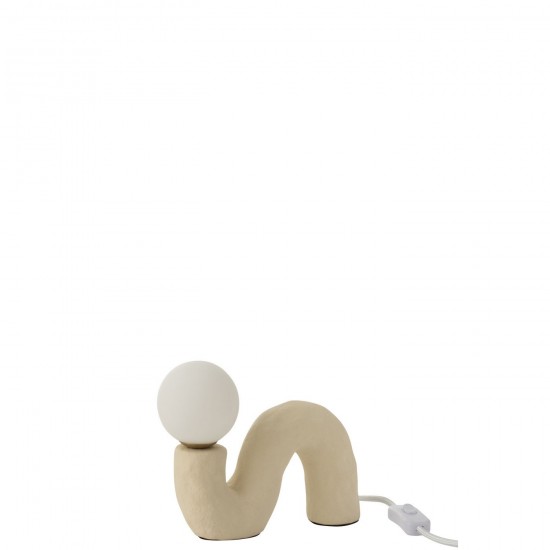 J Line Lampe Pied Attache Verre Globe Pierre Beige JLine 48733 by Jolipa 48733.