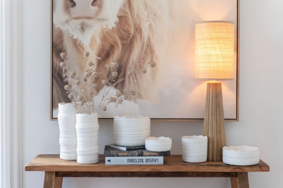 Jolipa Cachepot Haut Porcelaine Blanc Or Small.