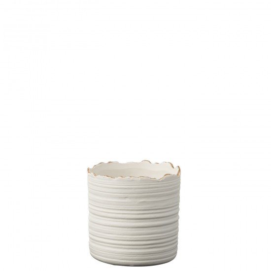 J Line Cachepot Haut Porcelaine Blanc Or Small JLine 48741 by Jolipa 48741.