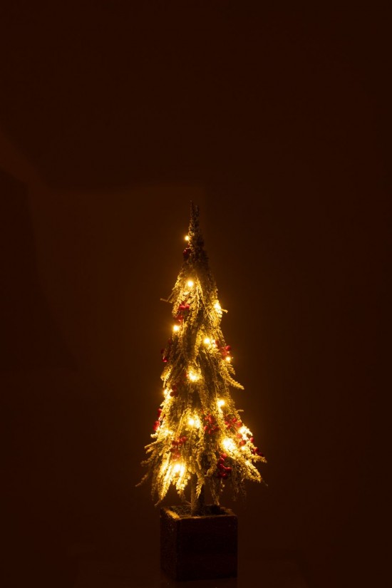 J-Line J Line arbres sapins de noel sur pied Jolipa Sapin De Noel Led Artificiel Neige Vert Rouge Medium.