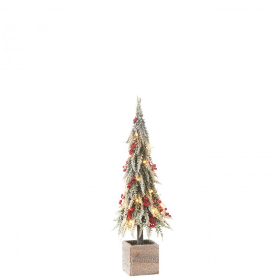 J Line Sapin De Noel Led Artificiel Neige Vert Rouge Medium JLine 48769 by Jolipa 48769.
