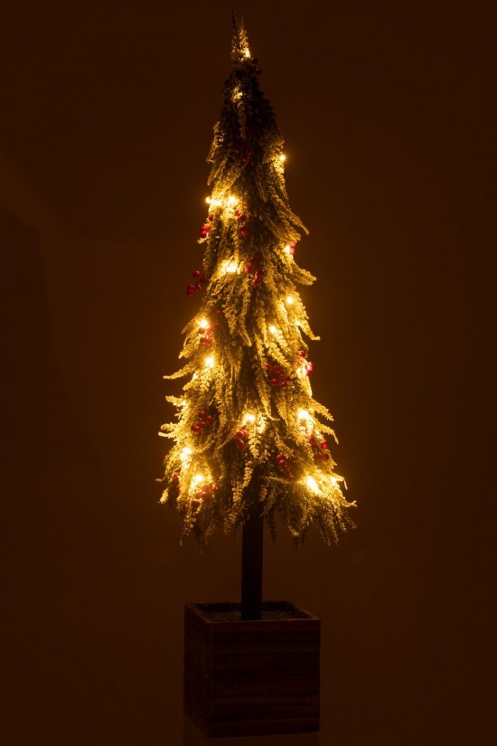 J-Line J Line arbres sapins de noel sur pied Jolipa Sapin De Noel Led Artificiel Neige Vert Rouge Extra Large.