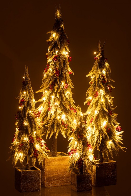J-Line J Line arbres sapins de noel sur pied Sapin De Noel Led Artificiel Neige Vert Rouge Extra Large.