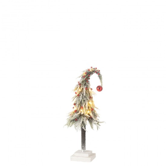 J Line Sapin De Noel Bonnet Led Artificiel Neige Vert Rouge Medium JLine 48780 by Jolipa 48780.