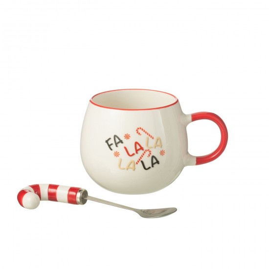 J-Line J Line tasses de cafe Jolipa Tasse Cuillere Boite Cadeau Ceramique Rouge.