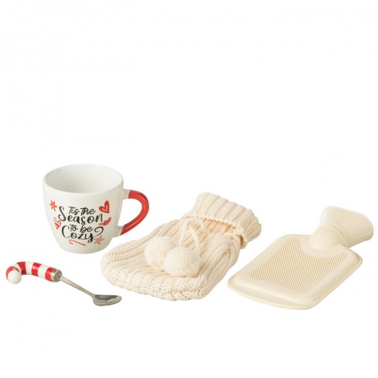 Jolipa Tasse Cuillere Bouillotte Boite Cadeau Ceramique Rouge.