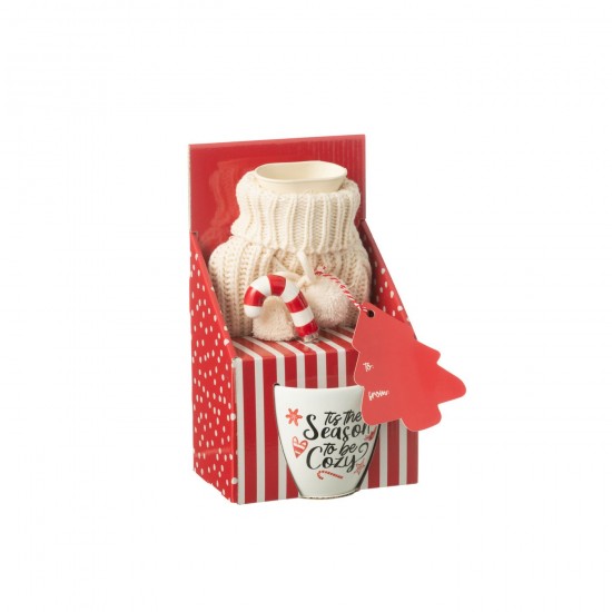 J Line Tasse Cuillere Bouillotte Boite Cadeau Ceramique Rouge JLine 48855 by Jolipa 48855.