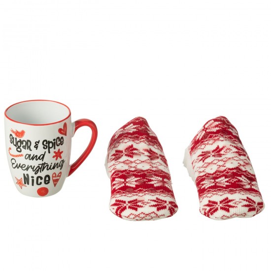 J-Line J Line tasses de cafe Jolipa Mug Chausson Boite Cadeau Ceramique Rouge.