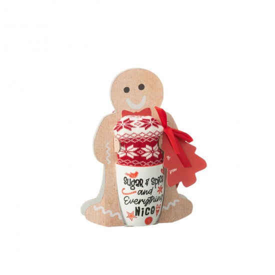 J Line Mug Chausson Boite Cadeau Ceramique Rouge JLine 48856 by Jolipa 48856 Prix par pièce.