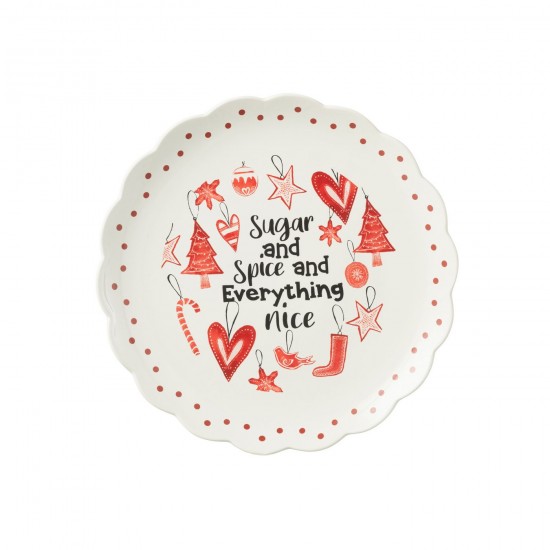 J-Line J Line plats Jolipa Assiette Ronde Ceramique Rouge.