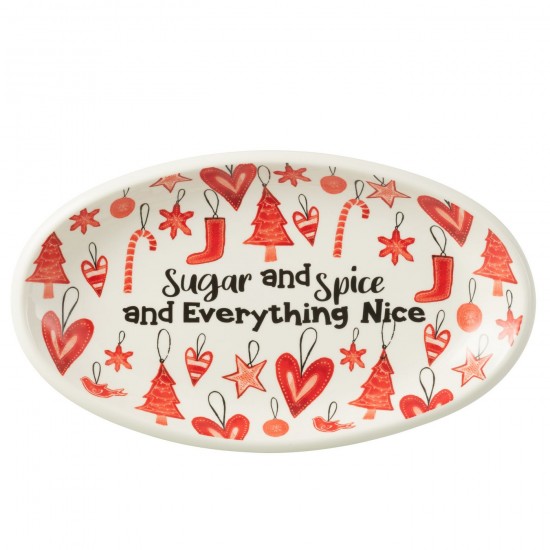 J-Line J Line plats Jolipa Assiette Ovale Ceramique Rouge.