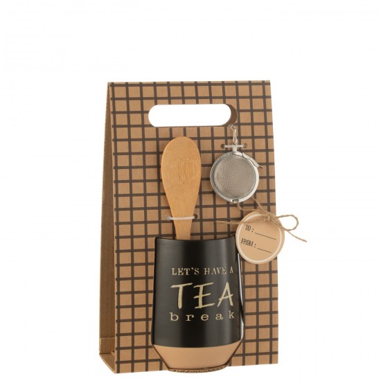 J Line Tasse A The Cuillere Boule A The Ceramique Noir JLine 48870 by Jolipa 48870 Prix par pièce.