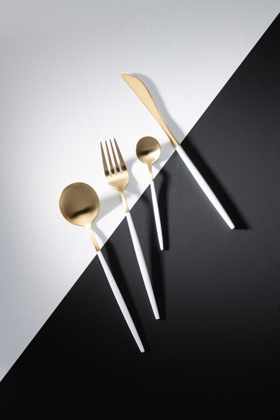 J-Line J Line couverts Box Couverts A 24 Pieces Acier Inoxydable Mat Or Blanc.