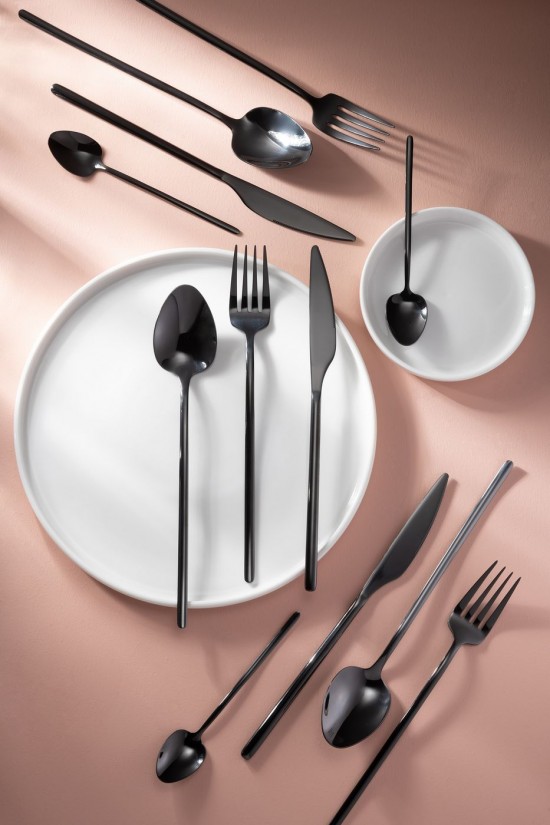 Jolipa Box Couverts C 24 Pieces Acier Inoxydable Brillant Noir.