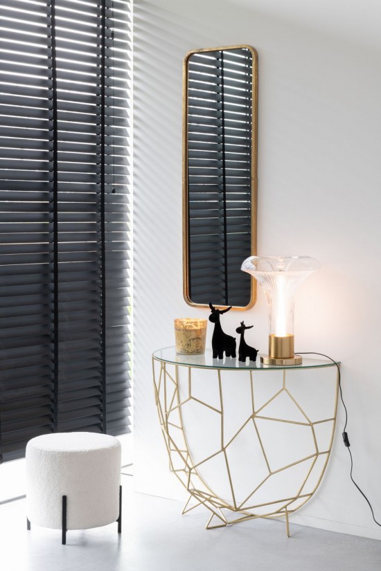 Jolipa Lampe Led Or Metal Verre Transparent.