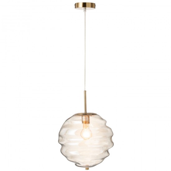 J Line Lampe Suspension Ruche Verre Cognac Clair JLine 49100 by Jolipa 49100.