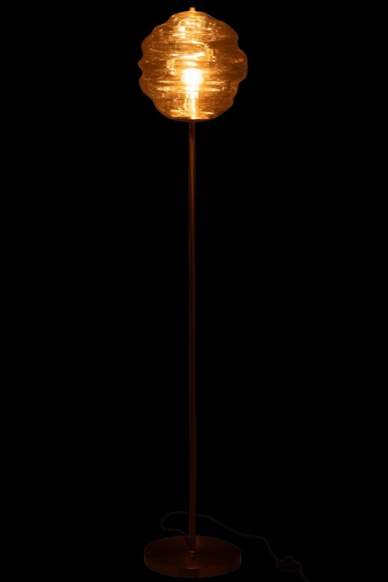 J-Line J Line Lampadaires Lampes Raides Debouts Sur Pied De Sol Jolipa Lampadaire Ruche Verre Cognac Clair.