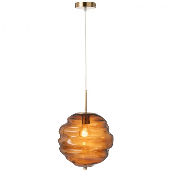 J Line Lampe Suspension Ruche Verre Marron JLine 49102 by Jolipa 49102.