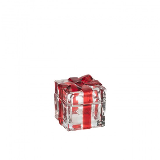 J Line Boite A Provision Boite Cadeau Verre Rouge Small JLine 49116 by Jolipa 49116.