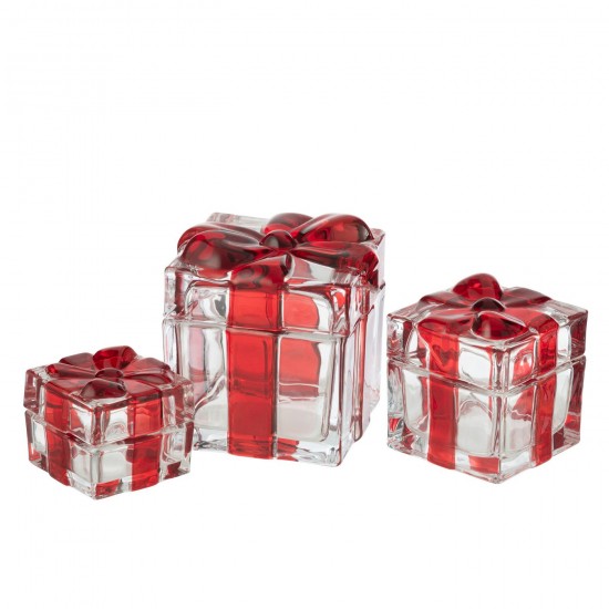 J-Line J Line pots a de provision Jolipa Boite A Provision Boite Cadeau Verre Rouge Large.