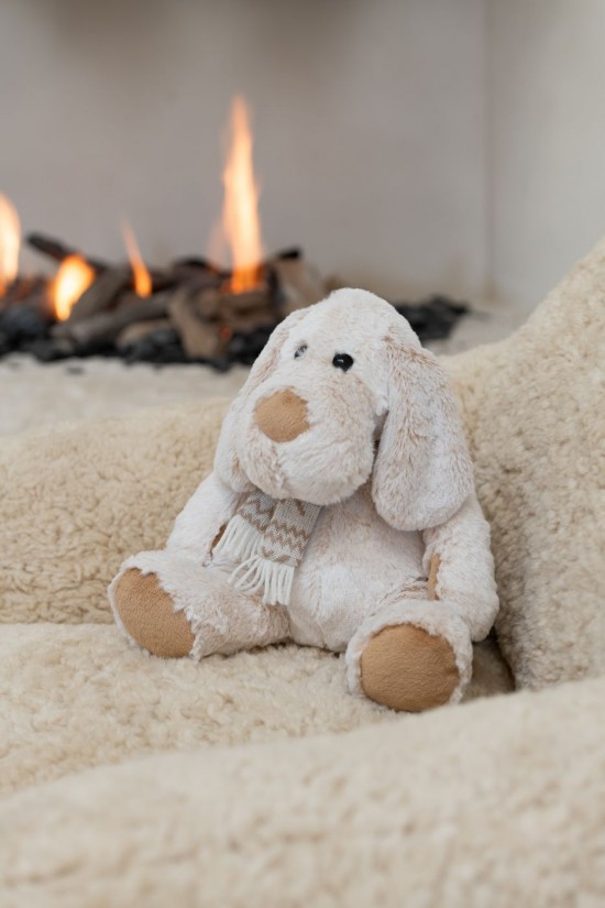 Jolipa Chien Echarpe Assis Peluche Polyester Beige Marron Medium.