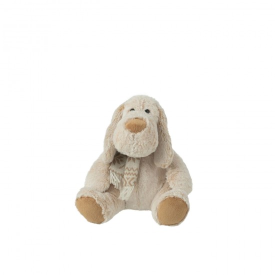 J Line Chien Echarpe Assis Peluche Polyester Beige Marron Medium JLine 49127 by Jolipa 49127.