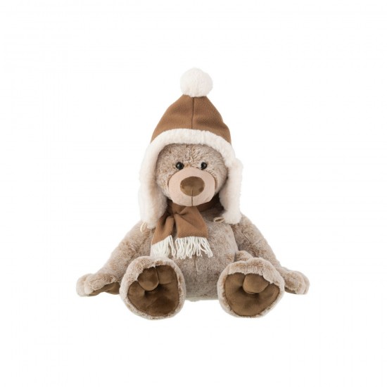J Line Ours Chapeau Peluche Polyester Marron Large JLine 49137 by Jolipa 49137.