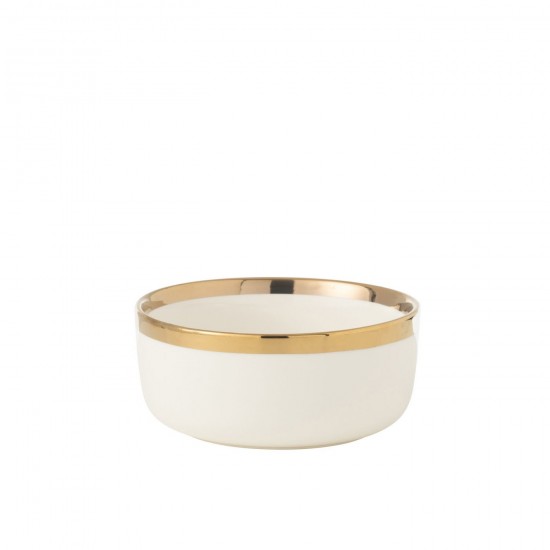 J Line Bol Ceramique Blanc Or JLine 49189 by Jolipa 49189 Prix par pièce.