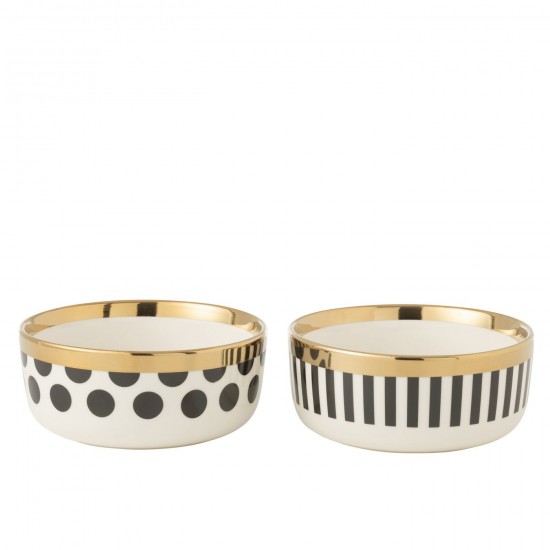 J Line Bol Pois Lignes Ceramique Mix JLine 49205 by Jolipa 49205 Assortiment de 2 pcs.