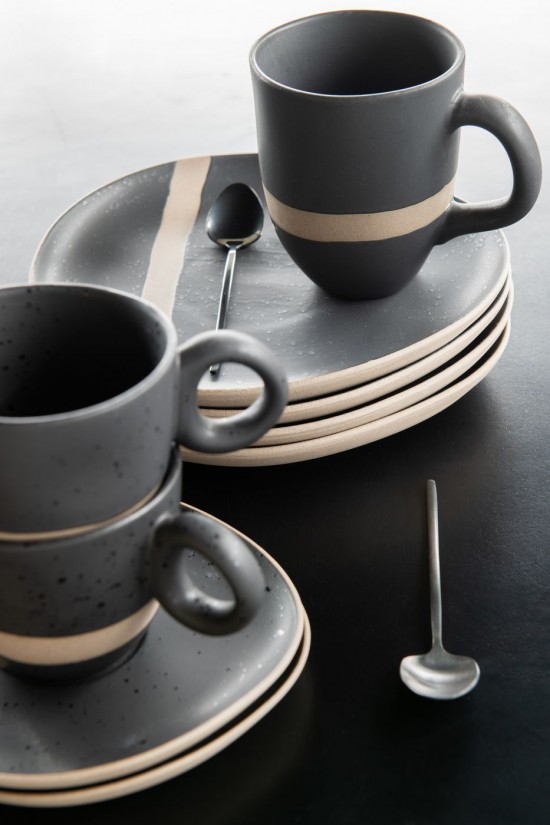 Jolipa Assiette Ceramique Noir Taupe Small.