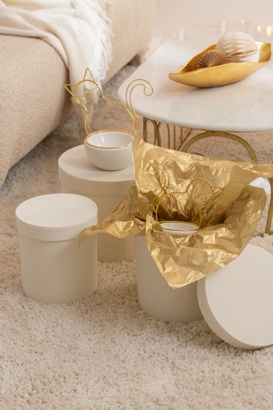 Jolipa Set 3 Boites Rond Velours Papier Blanc.