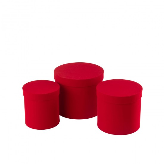 J Line Set 3 Boite Rond Velours Papier Rouge JLine 49218 by Jolipa 49218.