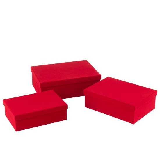J Line Set 3 Boite Rectangle Velours Papier Rouge JLine 49220 by Jolipa 49220.