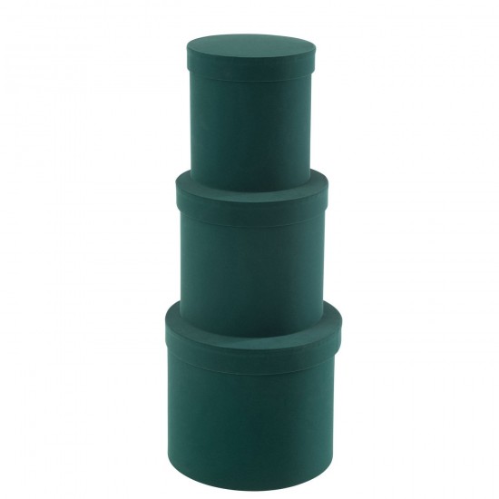 J-Line J Line boites Jolipa Set 3 Boite Rond Velours Papier Vert.