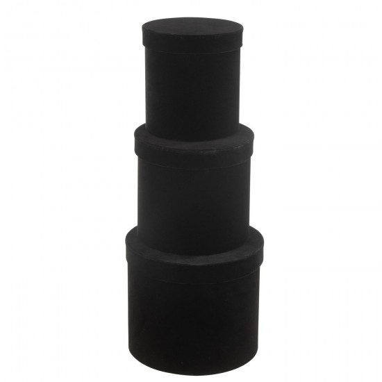 J-Line J Line boites Jolipa Set 3 Boite Rond Velours Papier Noir.