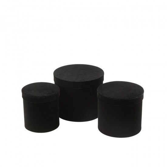 J Line Set 3 Boite Rond Velours Papier Noir JLine 49224 by Jolipa 49224.