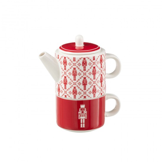 J Line Theiere Tasse Casse Noisette Boite Cadeau Ceramique Rouge JLine 49233 by Jolipa 49233.