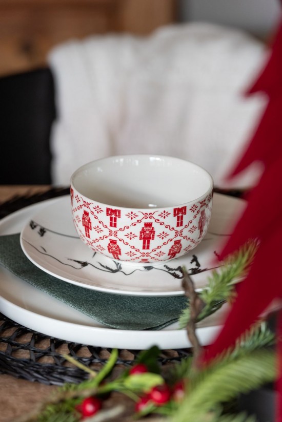 Jolipa Boite 4 Bol Socle Metal Casse Noisette Boite Cadeau Ceramique Rouge.