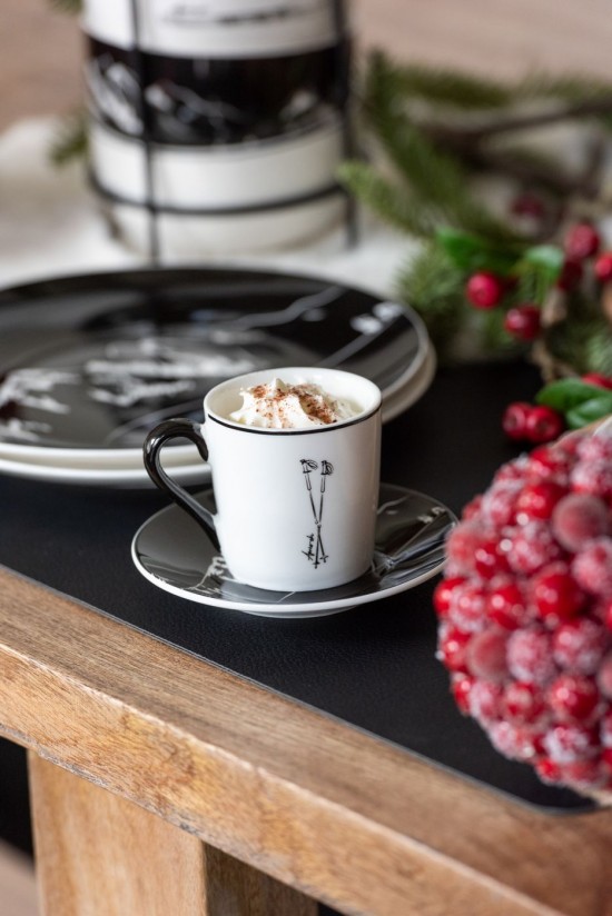 Jolipa Boite 4 Tasse A The Sous Tasse Boite Cadeau Ceramique Noir Blanc Large.