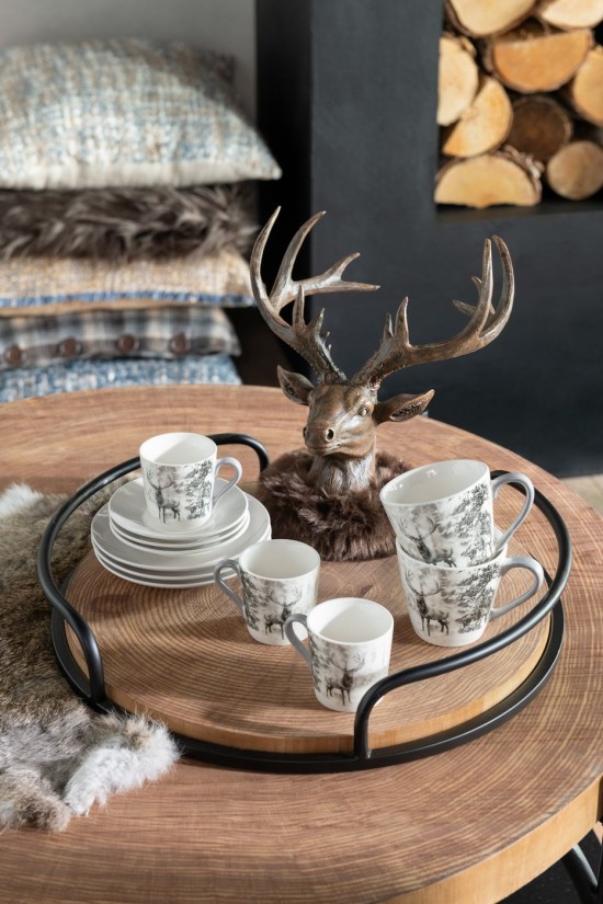 Jolipa Boite 4 Tasse A The Sous Tasse Renne Boite Cadeau Ceramique Blanc Marronlarge.