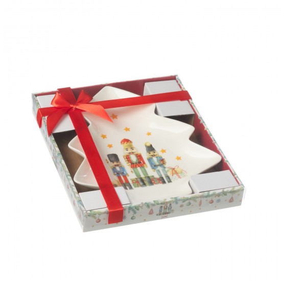J-Line J Line série de vaisselle Jolipa Assiette Arbre Casse Noisette Boite Cadeau Ceramique Blanc.