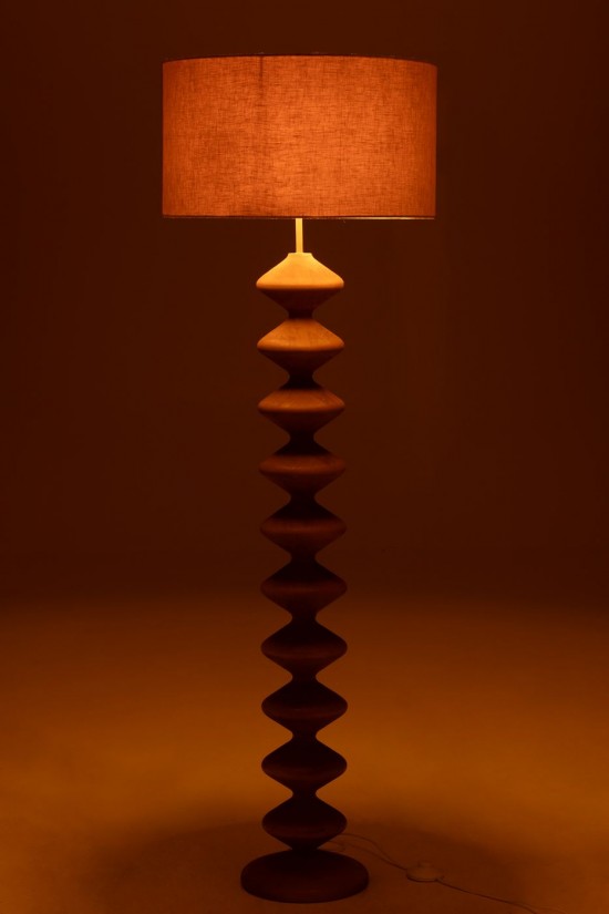 J-Line J Line Lampadaires Lampes Raides Debouts Sur Pied De Sol Jolipa Lampadaire Chenille Bois De Peuplier Naturel Gris.