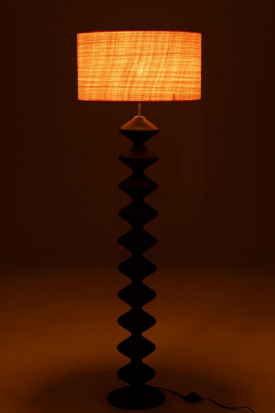 J-Line J Line Lampadaires Lampes Raides Debouts Sur Pied De Sol Jolipa Lampadaire Chenille Bois De Peuplier Noir Naturel.