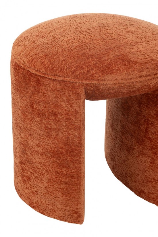 Jolipa Tabouret Rond Textile Orange Rouille.