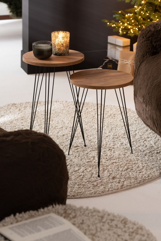 Jolipa Tapis Rond Bouclettes Coton Polyester Camel Crème.