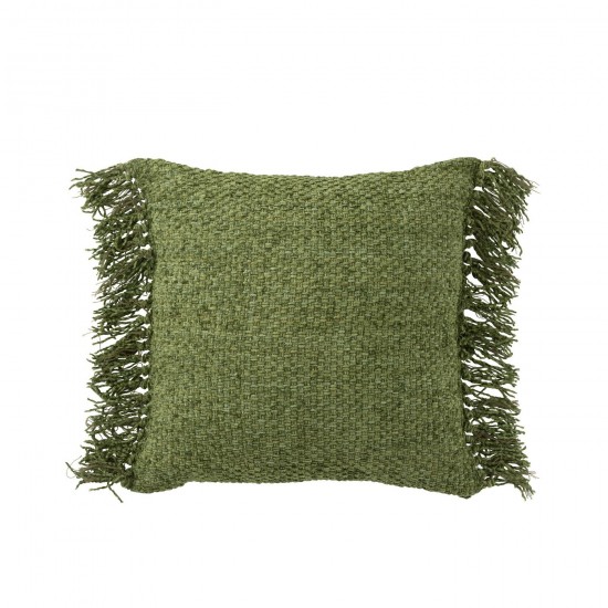 J Line Coussin Tissé Franges Viscose Coton Vert Foncé JLine 49529 by Jolipa 49529.