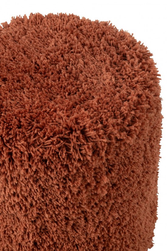 J-Line J Line poufs Jolipa Pouf Cylindre Duveteux Polyester Brique.