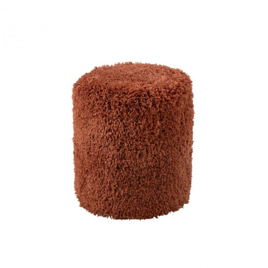 J Line Pouf Cylindre Duveteux Polyester Brique JLine 49531 by Jolipa 49531.