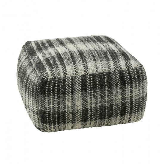 J Line Pouf Carré Carreaux Laine Gris Noir JLine 49533 by Jolipa 49533.